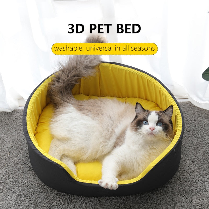 Black/Yellow Washable Kennel Cat Bed - Nekoby Black/Yellow Washable Kennel Cat Bed