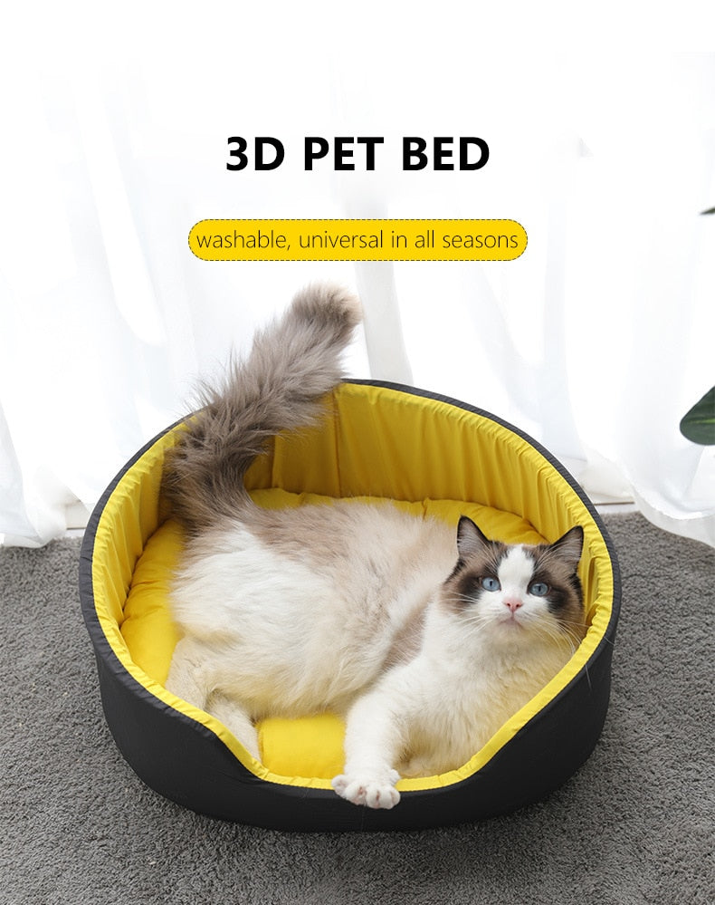 Black/Yellow Washable Kennel Cat Bed - Nekoby Black/Yellow Washable Kennel Cat Bed