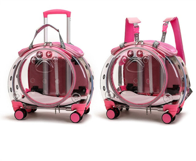 Travel Pet Trolley + Backpack 2 in 1 - Nekoby Travel Pet Trolley + Backpack 2 in 1 Pink