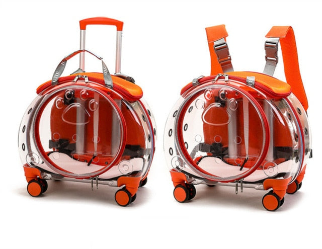 Travel Pet Trolley + Backpack 2 in 1 - Nekoby Travel Pet Trolley + Backpack 2 in 1 Orange