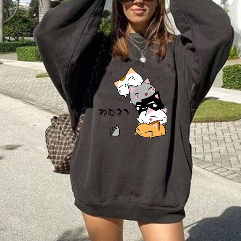 Harajuku Anime Kawaii Cute CatWomen Sweatshirts - Nekoby Harajuku Anime Kawaii Cute CatWomen Sweatshirts
