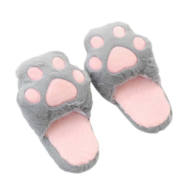 Cotton Cat Paw Slippers - Nekoby Cotton Cat Paw Slippers gray