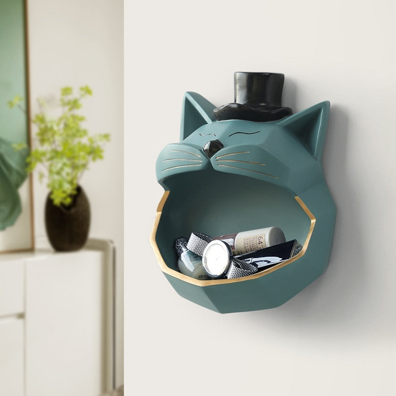 Handmade Big Mouth Cat Storage on wall shelves - Nekoby Handmade Big Mouth Cat Storage on wall shelves