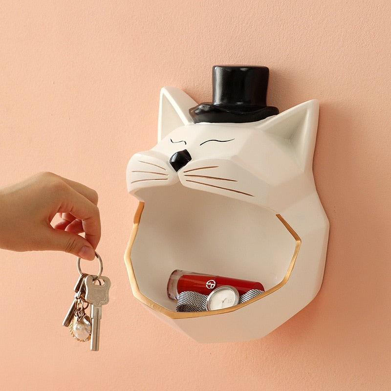 Handmade Big Mouth Cat Storage on wall shelves - Nekoby Handmade Big Mouth Cat Storage on wall shelves
