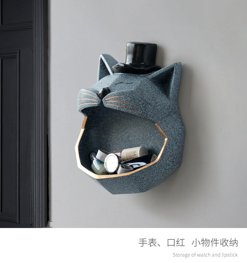 Handmade Big Mouth Cat Storage on wall shelves - Nekoby Handmade Big Mouth Cat Storage on wall shelves