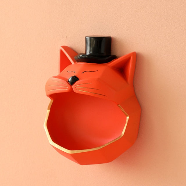 Handmade Big Mouth Cat Storage on wall shelves - Nekoby Handmade Big Mouth Cat Storage on wall shelves 22x17x10cm / E