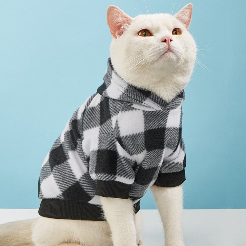 Cat Clothes Hoodies With Checkered Pattern - Nekoby Cat Clothes Hoodies With Checkered Pattern
