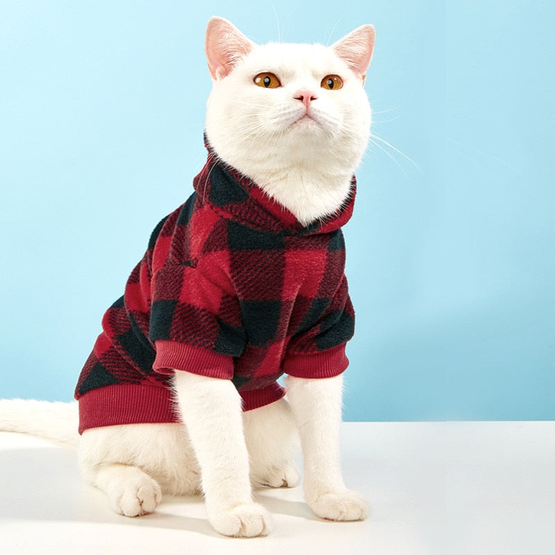 Cat Clothes Hoodies With Checkered Pattern - Nekoby Cat Clothes Hoodies With Checkered Pattern