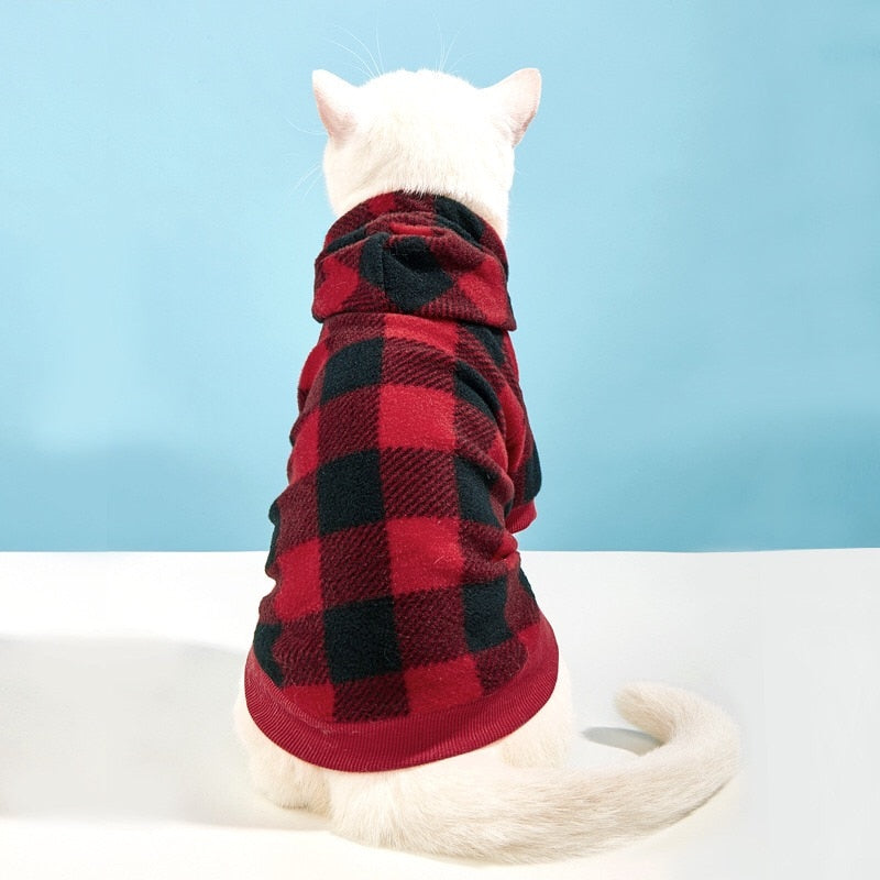 Cat Clothes Hoodies With Checkered Pattern - Nekoby Cat Clothes Hoodies With Checkered Pattern