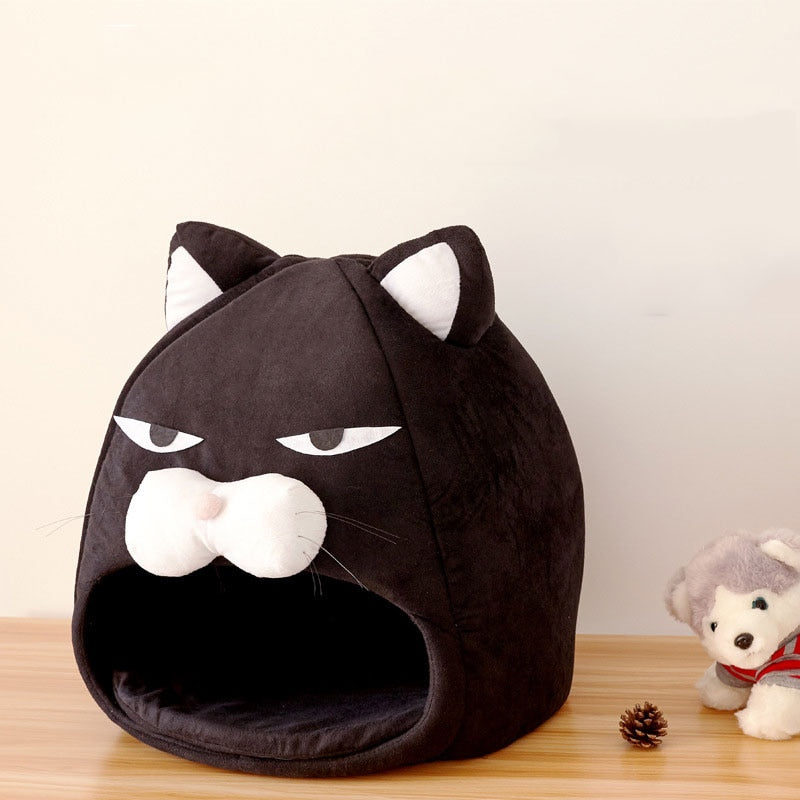 Cute Cartoon Black Cat Bed House - Nekoby Cute Cartoon Black Cat Bed House