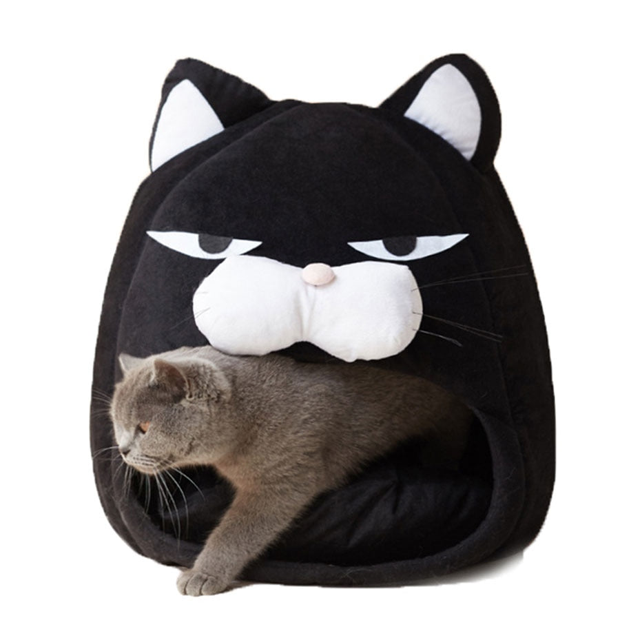 Cute Cartoon Black Cat Bed House - Nekoby Cute Cartoon Black Cat Bed House