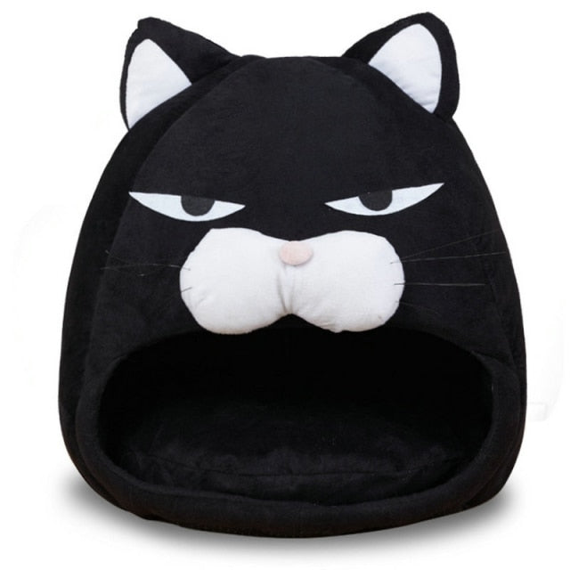 Cute Cartoon Black Cat Bed House - Nekoby Cute Cartoon Black Cat Bed House white / S 38x38x38CM