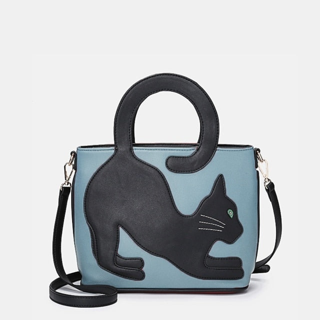 Cat Pattern Handbag - Nekoby Cat Pattern Handbag blue / 31cmx31cmx15cm