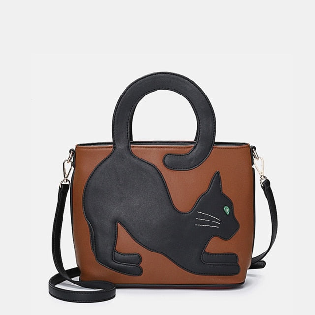 Cat Pattern Handbag - Nekoby Cat Pattern Handbag brown / 31cmx31cmx15cm
