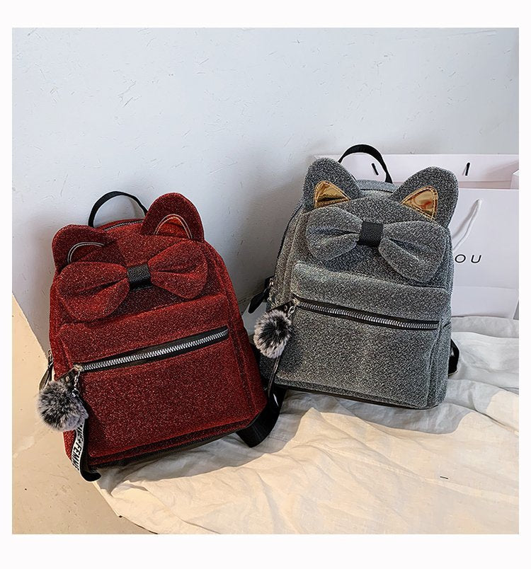 Cat ribbon Bowknot School Bags Backpack - Nekoby Cat ribbon Bowknot School Bags Backpack
