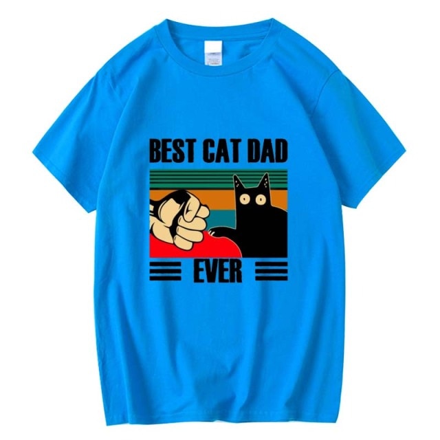 BEST CAT DAD Funny Cat Kitty Lover Retro Style Gift T-Shirt - Nekoby BEST CAT DAD Funny Cat Kitty Lover Retro Style Gift T-Shirt Light blue 2018471 / XXL