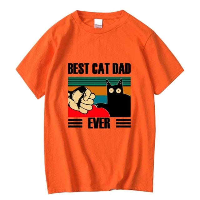 BEST CAT DAD Funny Cat Kitty Lover Retro Style Gift T-Shirt - Nekoby BEST CAT DAD Funny Cat Kitty Lover Retro Style Gift T-Shirt Orange 2018471 / XXL