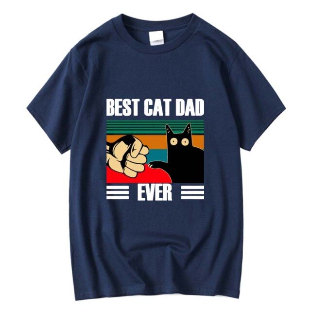 BEST CAT DAD Funny Cat Kitty Lover Retro Style Gift T-Shirt - Nekoby BEST CAT DAD Funny Cat Kitty Lover Retro Style Gift T-Shirt Navy 2018472 / L