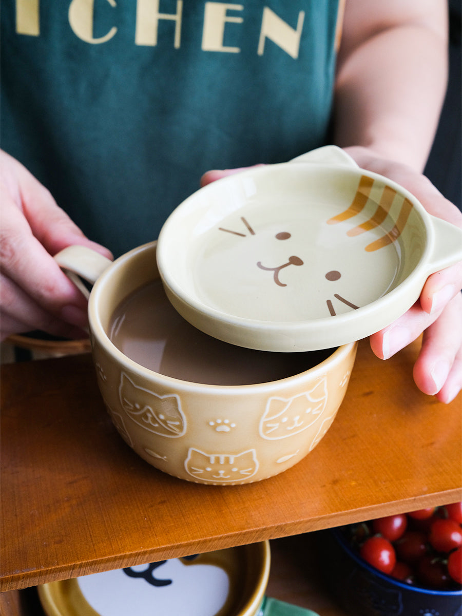 Cute Shiba Cat Mug with Lid Ceramic Animal Coffee Tea Mugs - Nekoby Cute Shiba Cat Mug with Lid Ceramic Animal Coffee Tea Mugs