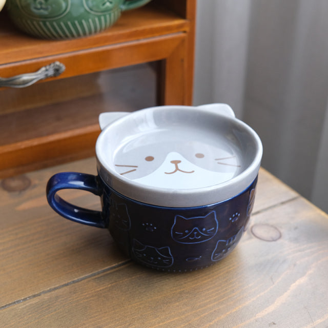 Cute Shiba Cat Mug with Lid Ceramic Animal Coffee Tea Mugs - Nekoby Cute Shiba Cat Mug with Lid Ceramic Animal Coffee Tea Mugs C