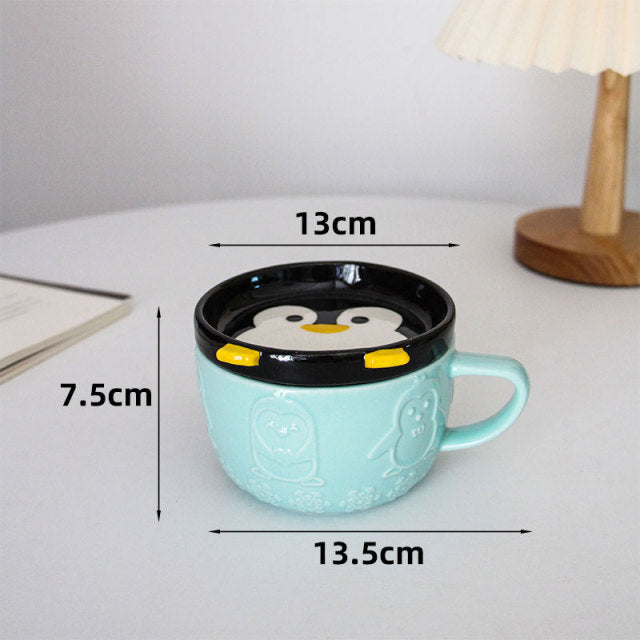 Cute Shiba Cat Mug with Lid Ceramic Animal Coffee Tea Mugs – Nekoby