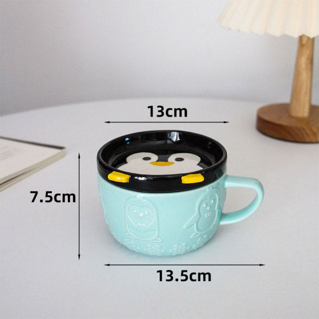 Cute Shiba Cat Mug with Lid Ceramic Animal Coffee Tea Mugs - Nekoby Cute Shiba Cat Mug with Lid Ceramic Animal Coffee Tea Mugs I
