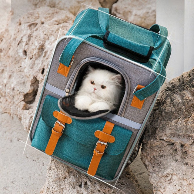 Nylon Foldable Cat Backpack Outdoor - Nekoby Nylon Foldable Cat Backpack Outdoor green