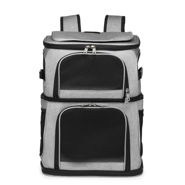 Double Layer Cat Carrier Backpack - Nekoby Double Layer Cat Carrier Backpack Grey