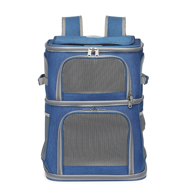 Double Layer Cat Carrier Backpack - Nekoby Double Layer Cat Carrier Backpack Blue