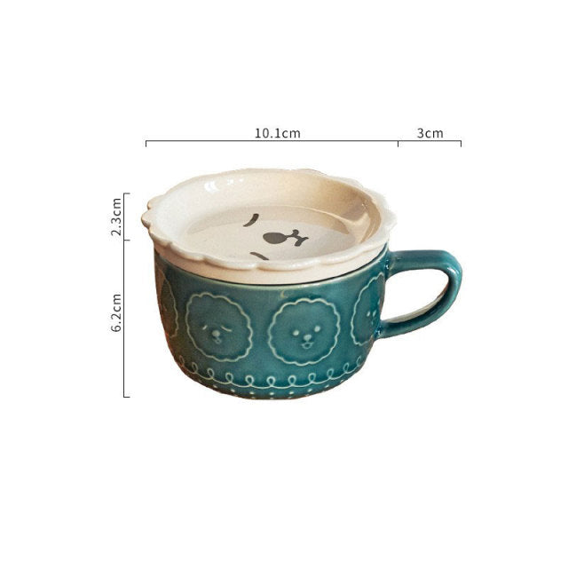 Cute Shiba Cat Mug with Lid Ceramic Animal Coffee Tea Mugs - Nekoby Cute Shiba Cat Mug with Lid Ceramic Animal Coffee Tea Mugs O