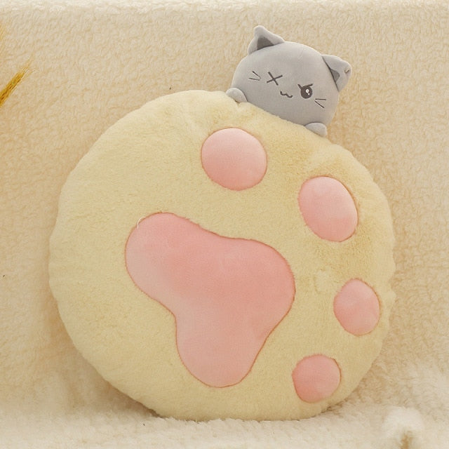 Soft Cat Paw Plush Pillow (40 cm) - Nekoby Soft Cat Paw Plush Pillow (40 cm) Lemon Yellow