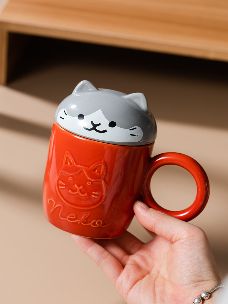 Cute Cartoon Panda Hedgehog Cat Dog Cup With Lid - Nekoby Cute Cartoon Panda Hedgehog Cat Dog Cup With Lid