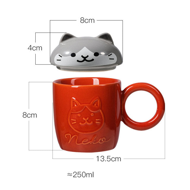 Cute Cartoon Panda Hedgehog Cat Dog Cup With Lid - Nekoby Cute Cartoon Panda Hedgehog Cat Dog Cup With Lid A