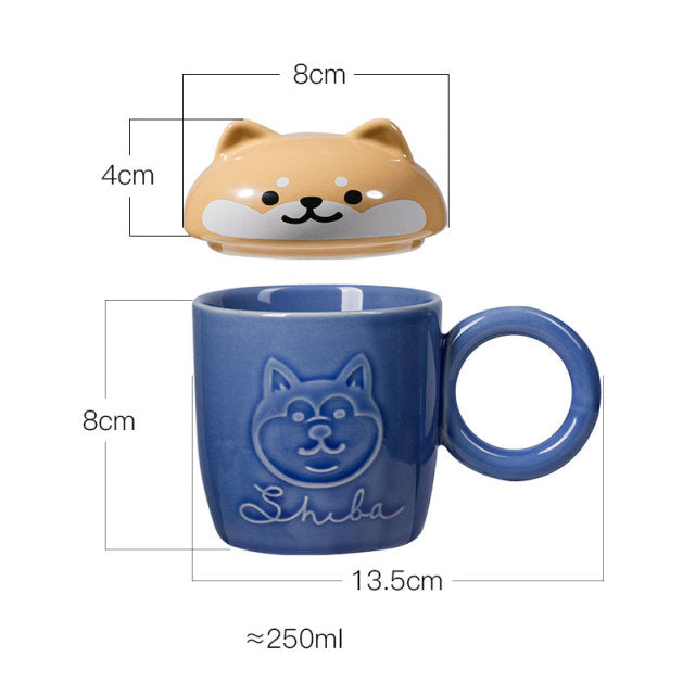 Cute Cartoon Panda Hedgehog Cat Dog Cup With Lid - Nekoby Cute Cartoon Panda Hedgehog Cat Dog Cup With Lid B