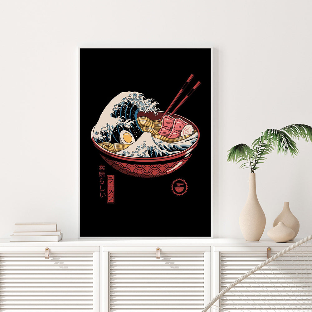 Japanese Style Samurai Cat Canvas Painting Noodle Neko Ramen Waves Abstract Watercolor Wall Art Posters Kids Room Home Decor - Nekoby Japanese Style Samurai Cat Canvas Painting Noodle Neko Ramen Waves Abstract Watercolor Wall Art Posters Kids Room Home Decor